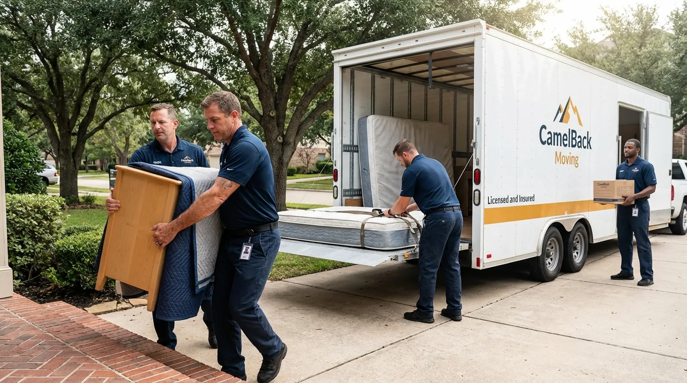 Crew loading residential truck for cross-state move from Garden City, KS