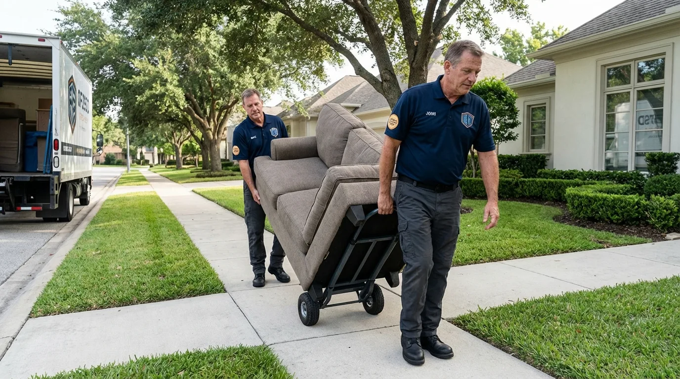 Local residential moving crew loading furniture in Garden City, KS