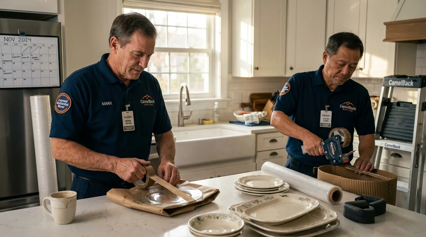 Professional crew packing kitchen dishware in Garden City, KS